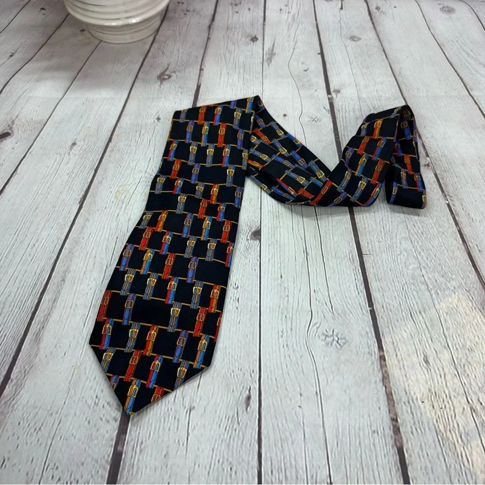Richel silk necktie made in spain equestrian design